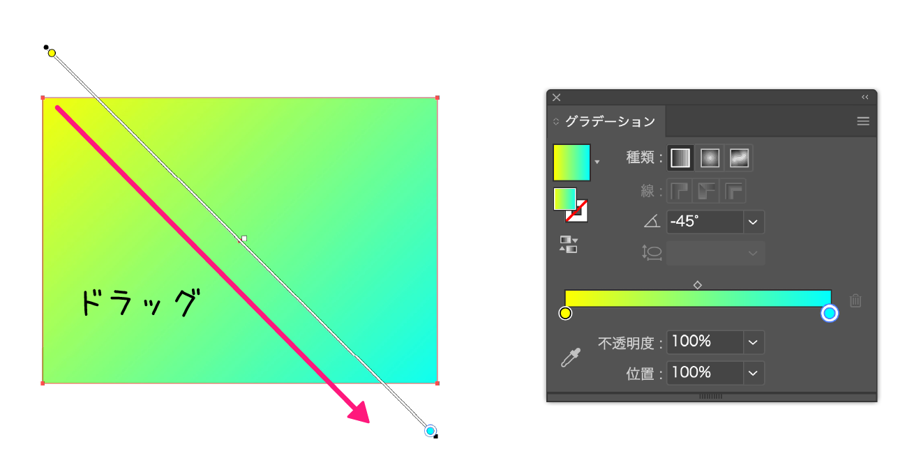 イラストレーター「グラデーション」角度を調整する