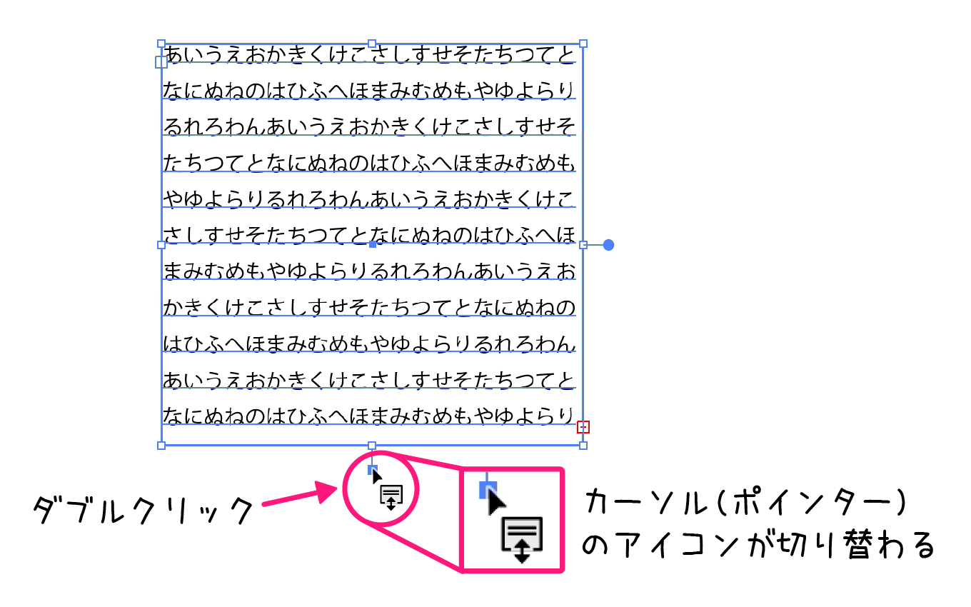 イラストレーター「エリア内文字ツール」テキストエリアの固定
