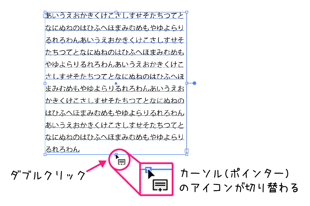 イラストレーター「エリア内文字ツール」テキストエリアの固定